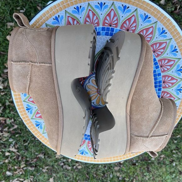 UGG Women’s Size 6 US Classic Ultra Mini New Heights Chestnut Boots NEW - Picture 5 of 10